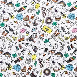 Rico Design Jersey Stoffabschnitt Comic Icons weiß bunt 70x100cm