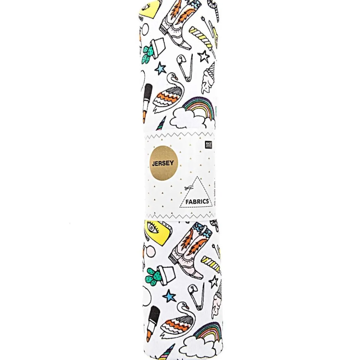 Rico Design Jersey Stoffabschnitt Comic Icons weiß bunt 70x100cm