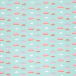 Rico Design Jerseystoff Stoffabschnitt Wolken hellblau weiß orange 72x100cm
