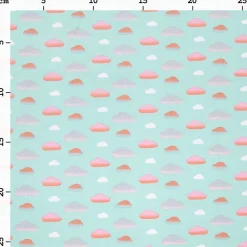 Rico Design Jerseystoff Stoffabschnitt Wolken hellblau weiß orange 72x100cm