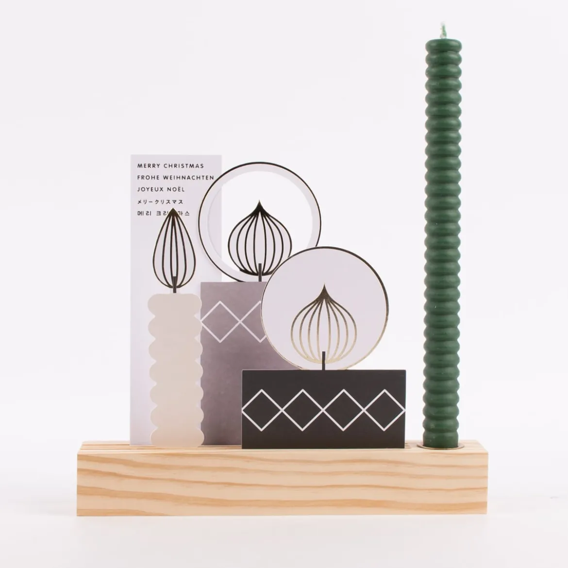 Rico Design Kartendeko Papierkerzen Weihnachten grau creme schwarz 4 Stück