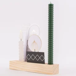 Rico Design Kartendeko Papierkerzen Weihnachten grau creme schwarz 4 Stück