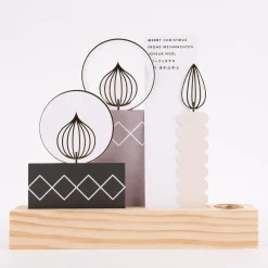 Rico Design Kartendeko Papierkerzen Weihnachten grau creme schwarz 4 Stück