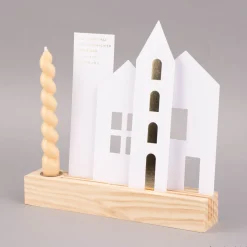 Rico Design Kartendeko Papierhäuser weiß goldfarbig 4-teilig