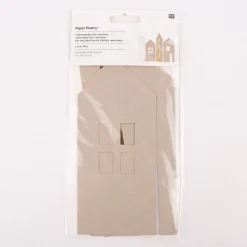 Rico Design Kartendeko Papierhäuser natur weiß goldfarbig 4 Stück