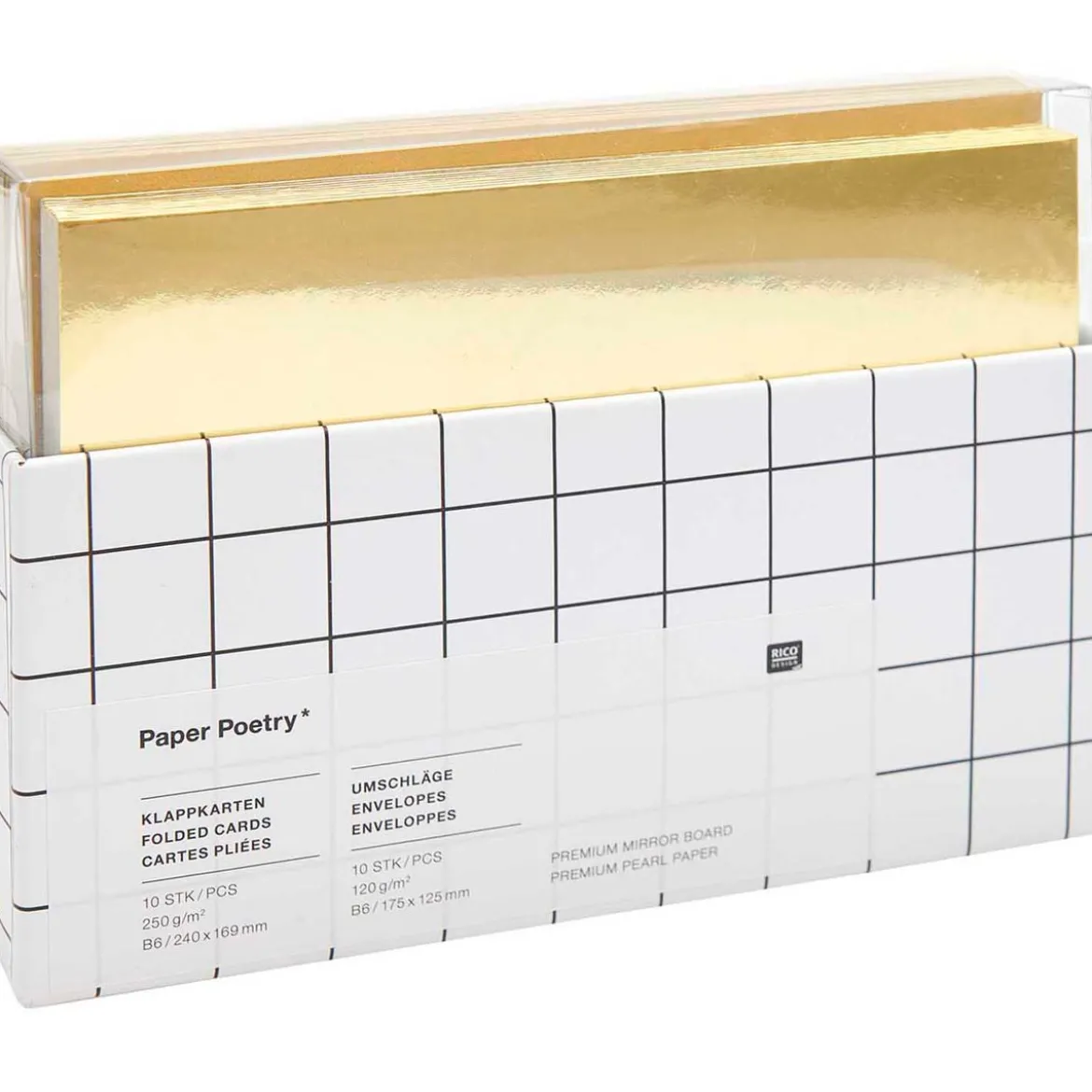 Rico Design Kartenset Spiegelkarton goldfarbig B6 20teilig