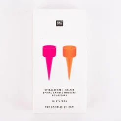 Rico Design Kerzenhalter für Geburtstagskerze Kunststoff 10 Stück neon orange und pink 4x1,2cm
