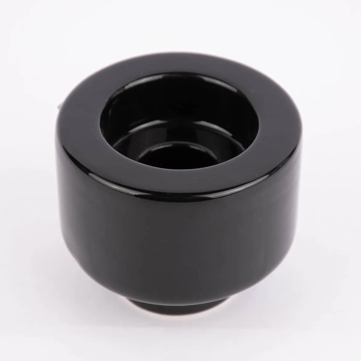 Rico Design Kerzenhalter für Stabkerzen und Teelichter Porzellan glänzend schwarz 6x7,5cm