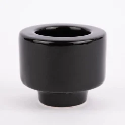 Rico Design Kerzenhalter für Stabkerzen und Teelichter Porzellan glänzend schwarz 6x7,5cm