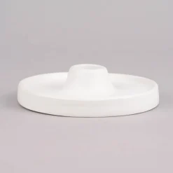 Rico Design Kerzenhalter für Stabkerzen mit breitem Rand Porzellan matt weiß 3x11cm