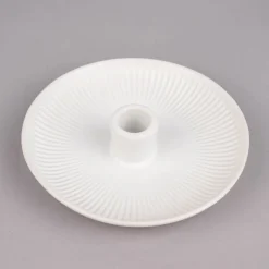 Rico Design Kerzenhalter für Stabkerzen Schale mit Rillen Porzellan matt weiß 3,5x15,5cm