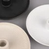 Rico Design Kerzenhalter für Stabkerzen Schale mit Rillen Porzellan matt creme 3,5x15,5cm