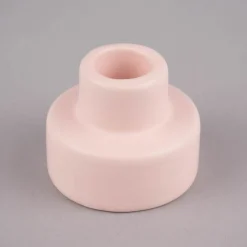Rico Design Kerzenhalter für Stabkerzen mit hohem Fuß Porzellan matt hellrosa 4,5x5,5cm