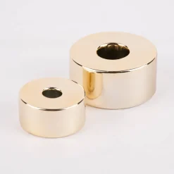 Rico Design Kerzenhalter für Stabkerzen Keramik glänzend goldfarbig 3x6cm