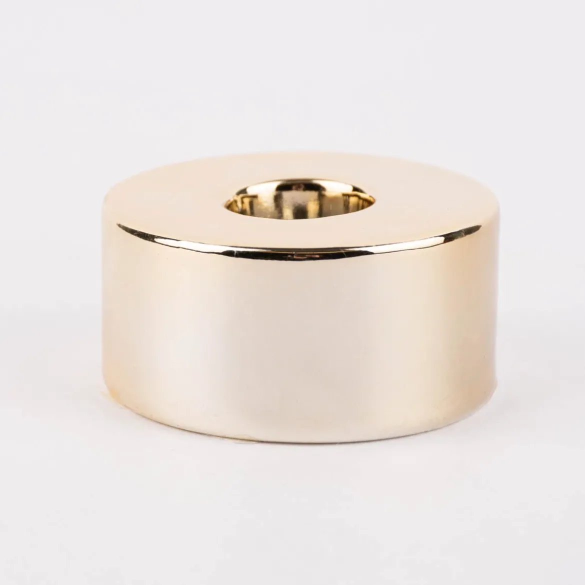 Rico Design Kerzenhalter für Stabkerzen Keramik glänzend goldfarbig 3x6cm