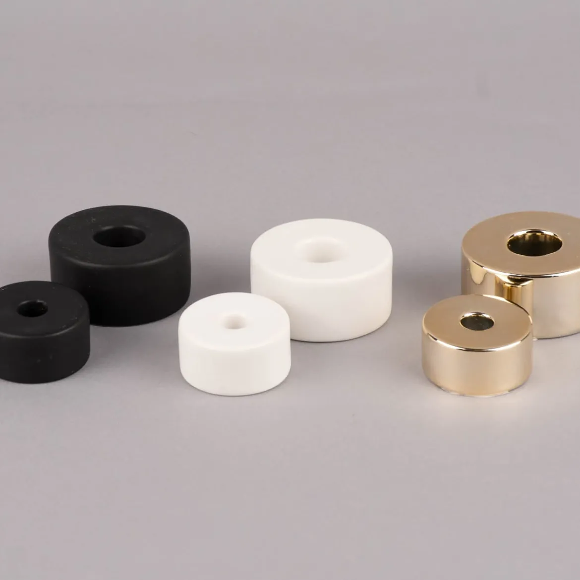 Rico Design Kerzenhalter für Stabkerzen Keramik glänzend goldfarbig 3x6cm