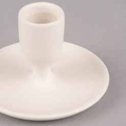 Rico Design Kerzenhalter für Stabkerzen kurzer Stiel Porzellan matt weiß 5,5x9cm
