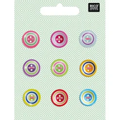 Rico Design Kinder Knöpfe Knopfmix bunt 9 Stück 1,5cm