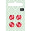 Rico Design Kinder Knöpfe Pünktchen rot weiß 4 Stück 1,2cm