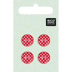 Rico Design Kinder Knöpfe Pünktchen rot weiß 4 Stück 1,2cm
