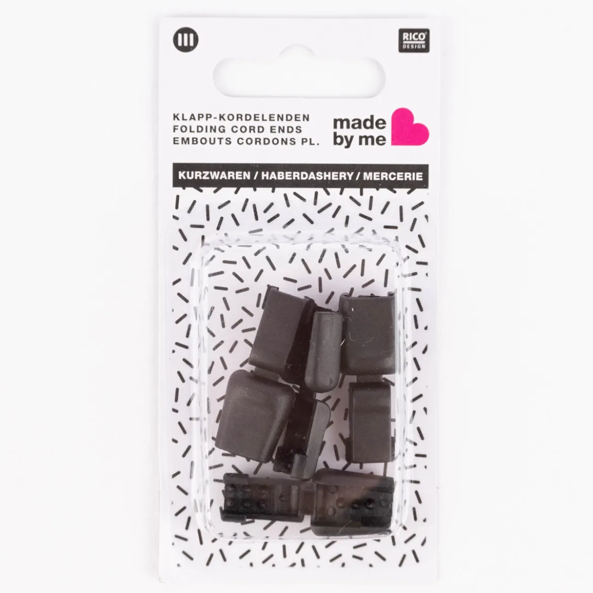 Rico Design Klapp Kordelenden Kunststoff schwarz 1,5x1,3cm