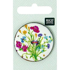 Rico Design Knopf floral weiß bunt 4cm 1 Stk