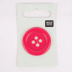 Rico Design Knopf 4-Loch einfarbig rot 3,4cm