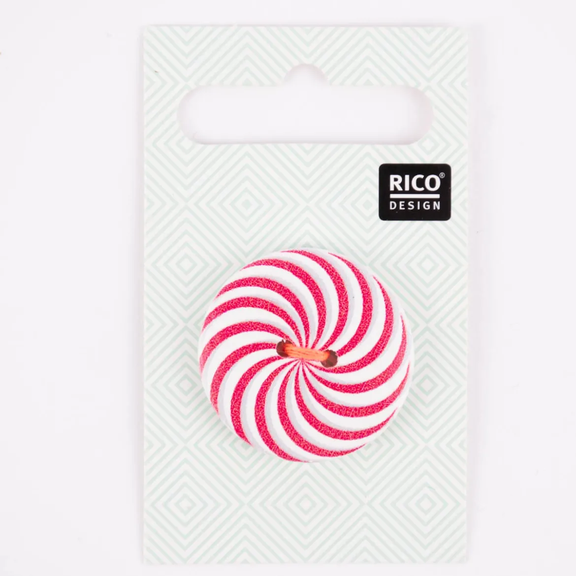 Rico Design Knopf 2-Loch Farbstrudel rot weiß 3cm