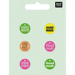 Rico Design Knöpfe Label Handmade neon 1,5mm 6 Stück