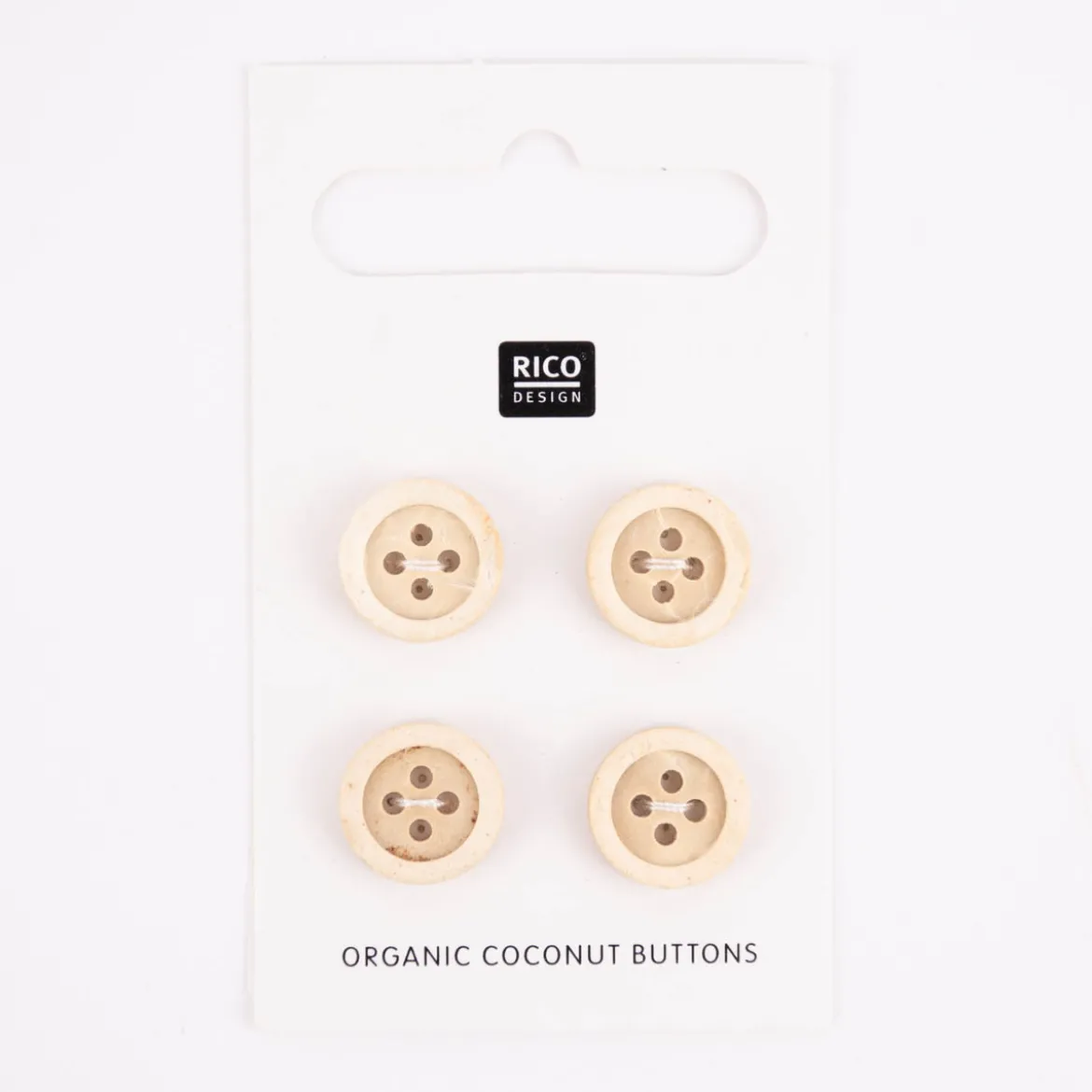 Rico Design Kokosnuss Knöpfe 4-Loch natur 1,2cm 4 Stück