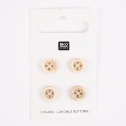 Rico Design Kokosnuss Knöpfe 4-Loch natur 1cm 4 Stück