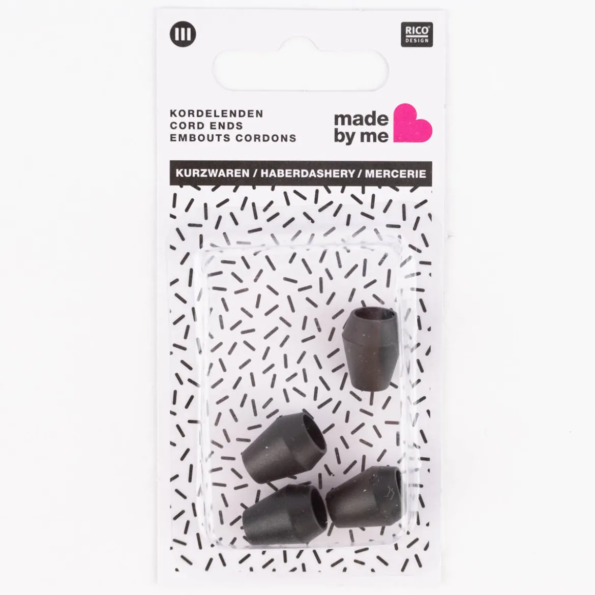 Rico Design Kordelenden rund Kunststoff schwarz 1,5x1cm