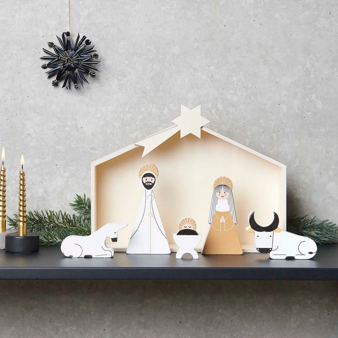 Rico Design Krippen-Set mit Figuren Holz 6-teilig