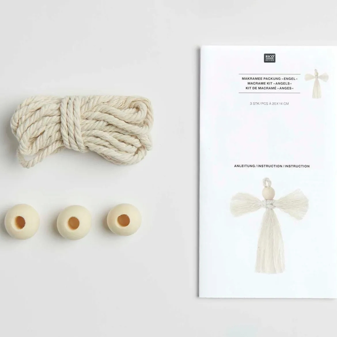 Rico Design Makramee Set Engel 3 Stück