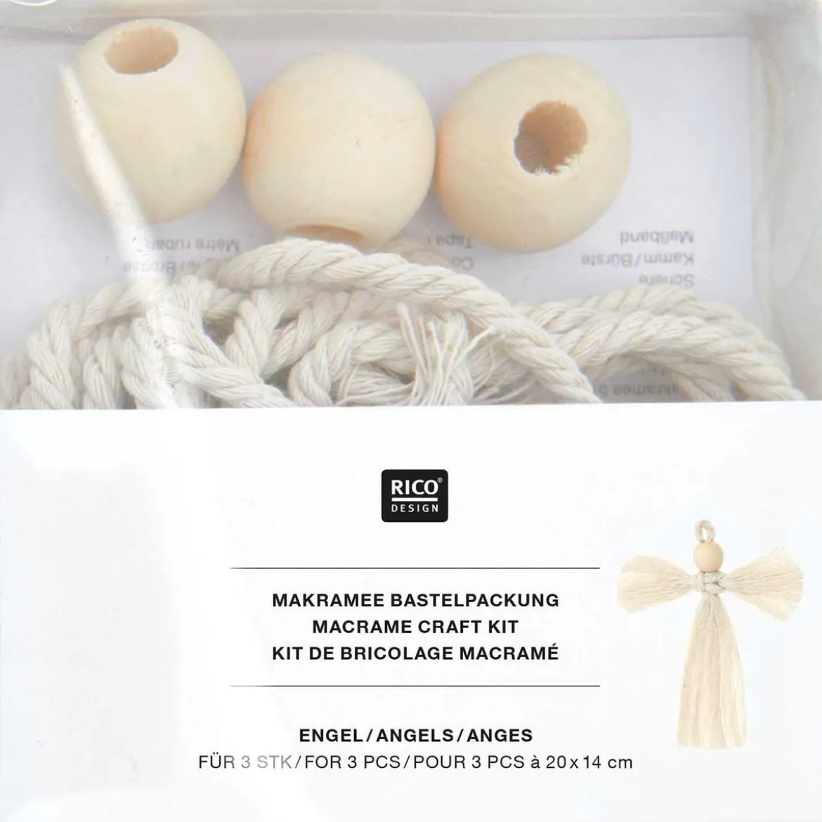 Rico Design Makramee Set Engel 3 Stück