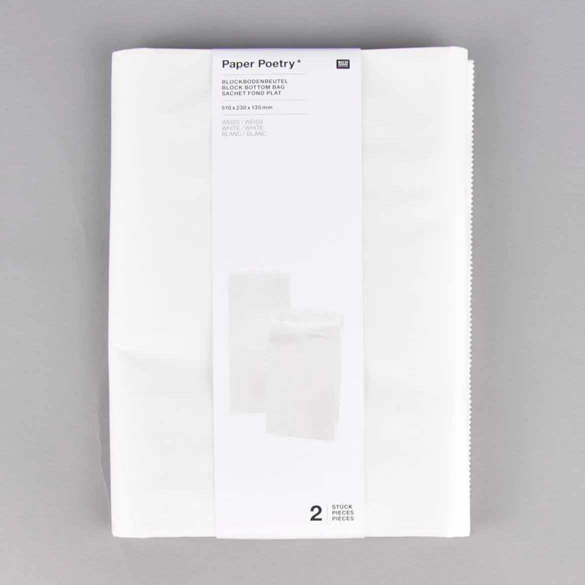 Rico Design Maxi Blockbodenbeutel M Blanko 51x23x13,5cm 2 Stück verschiedene Farben
