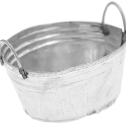 Rico Design Miniatur Metallwanne Metalleimer oval silberfarbig 5x3,5x3,5cm