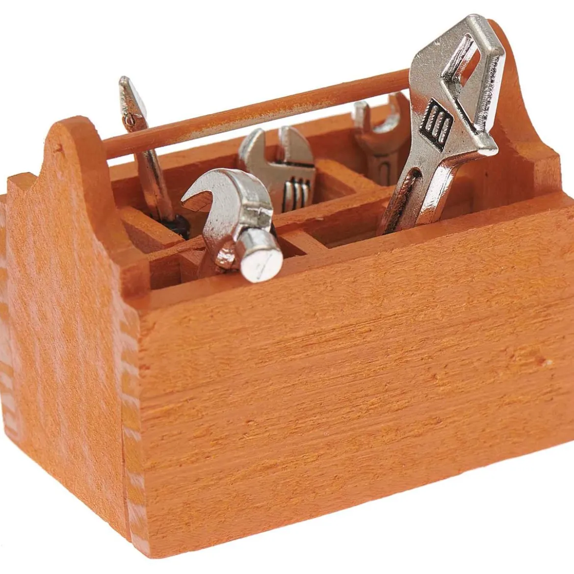Rico Design Miniatur Werkzeugkoffer inkl. Werkzeug natur silberfarbig 7-tlg. 4,5x2,5x3,5cm