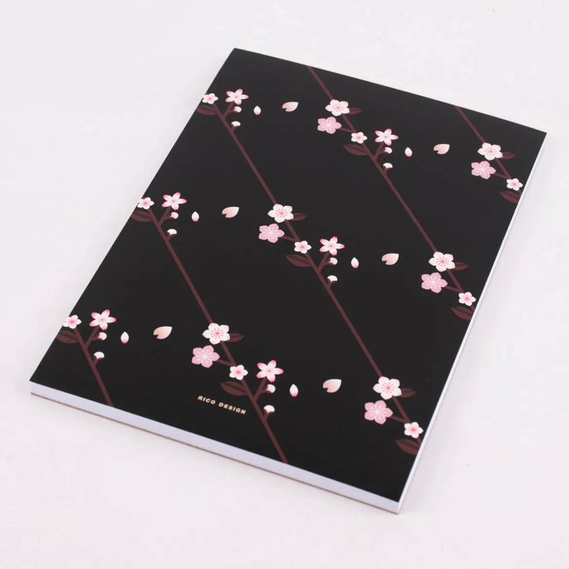 Rico Design Notizblock Kirschblüten schwarz A5 14,8x21cm