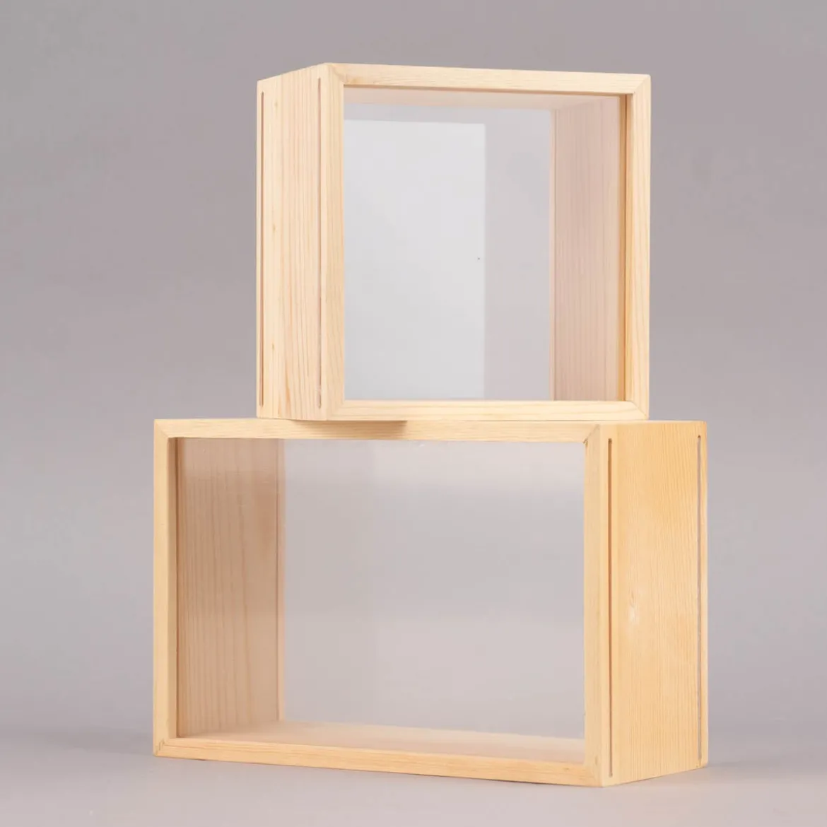 Rico Design Objektkasten mit 2 Acrylscheiben Holz natur 20x13x8cm