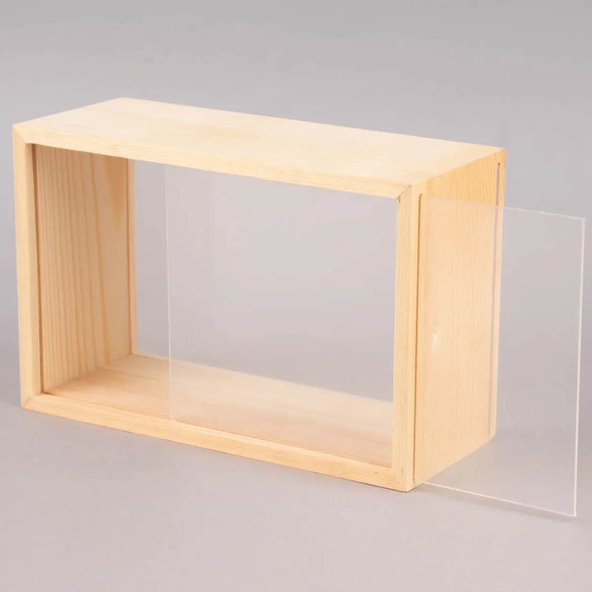 Rico Design Objektkasten mit 2 Acrylscheiben Holz natur 20x13x8cm