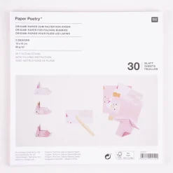 Rico Design Origami Papier Hasen 30 Blatt rosa 15x15cm