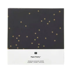Rico Design Origami Papier Sterne 32 Blatt schwarz goldfarbig 15x15cm