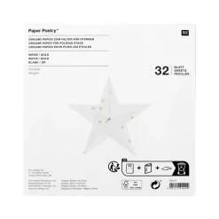 Rico Design Origami Papier Sterne 32 Blatt weiß goldfarbig 15x15cm