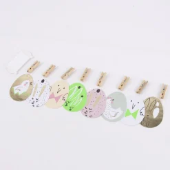 Rico Design Papieranhänger Bunny Hop Ostereier mit Schnur und Klammern 8 Stück