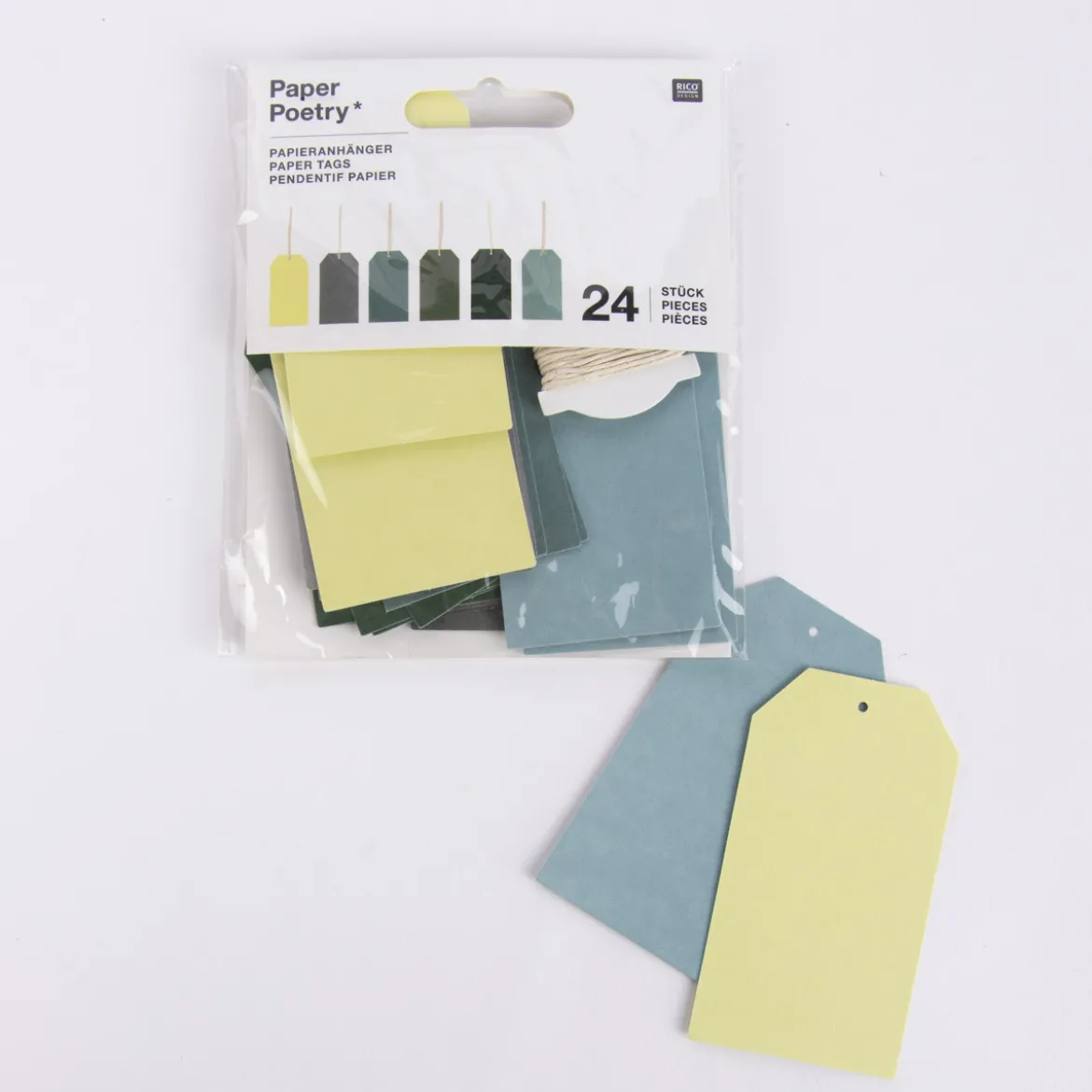 Rico Design Papieranhänger groß Grün 24 Stück 4,5x8cm