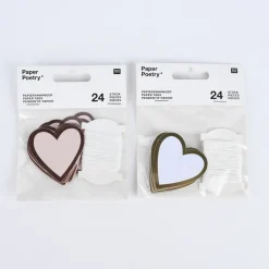Rico Design Papieranhänger Herzen M 24 Stück weiß gold 5x5cm