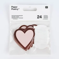 Rico Design Papieranhänger Herzen M 24 Stück puder rosegold 5x5cm