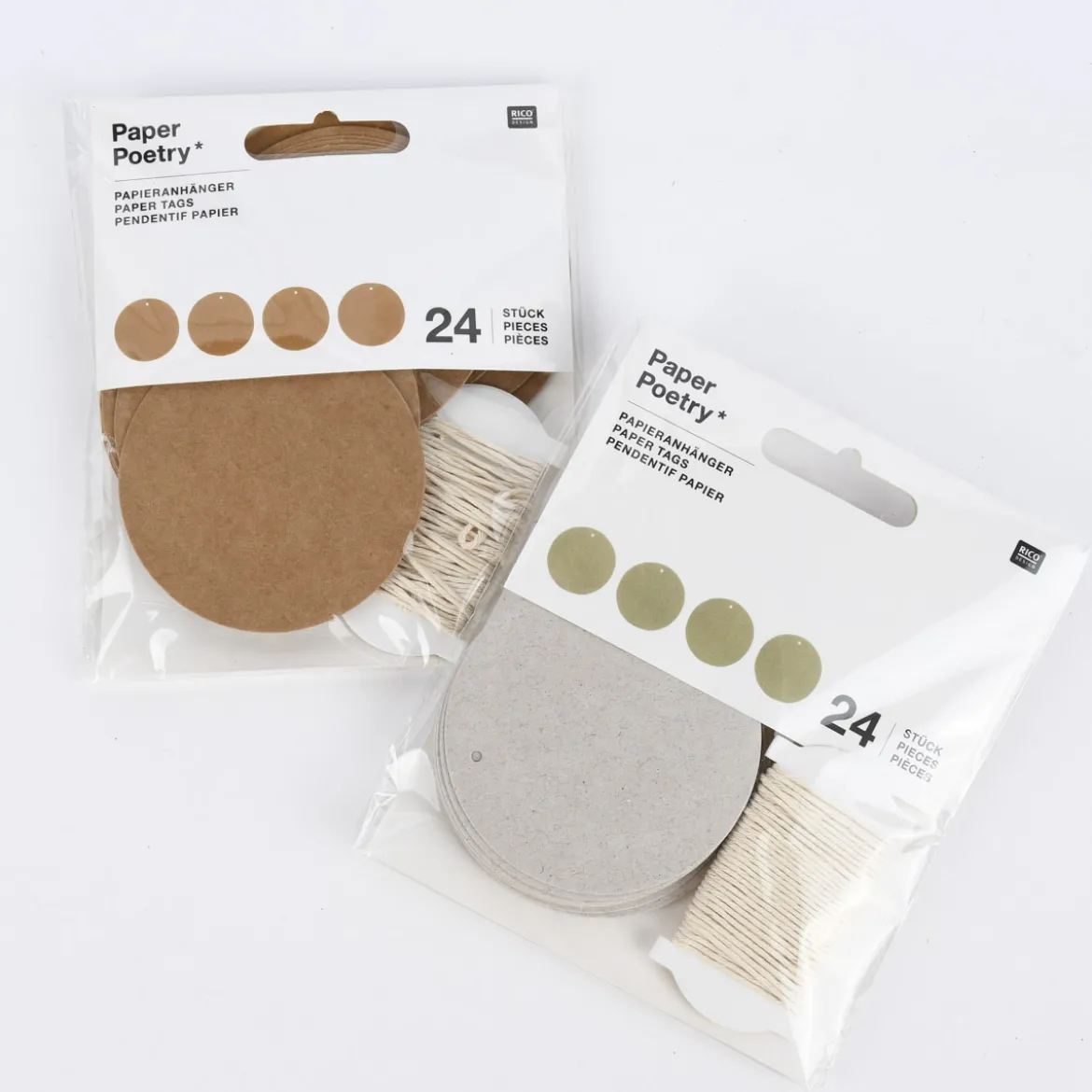 Rico Design Papieranhänger rund Graukarton 24 Stück 6,3cm