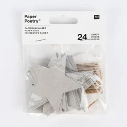 Rico Design Papieranhänger Sterne Graukarton 24 Stück 7x6,5cm